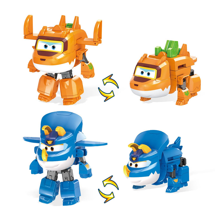Super Wings Verwandelbares Roboterspielzeug 2PCS Trico & Stego, 3-in-1 Dinosaurier-Spielzeug 12,7 cm