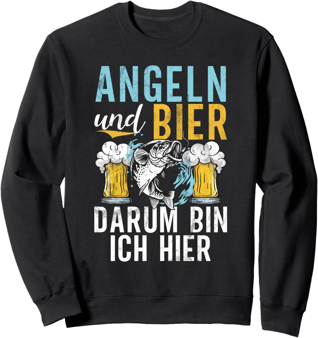 Angeln und Bier Spruch Lustiges Karpfen Forelle Angelzubehör Sweatshirt