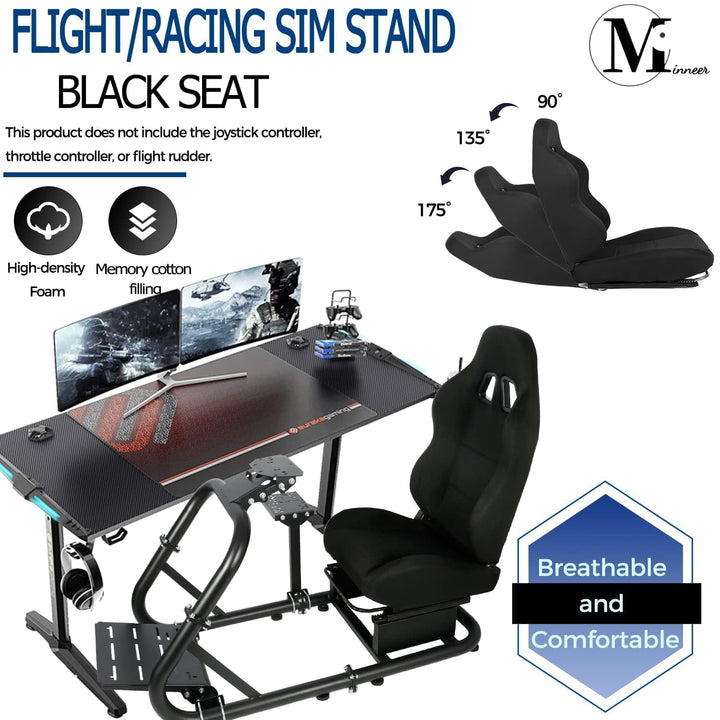Minneer Rennsimulator Cockpit mit schwarzem Sitz Kompatibel mit Logitech G29 G920 G923, Thrustmaster