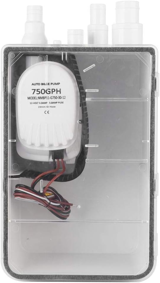 Duschsumpfpumpensystem Box Multi Inlet Qiilu DC 12V / 24V 750GPH Dusche Sumpfpumpe Automatischer Sch