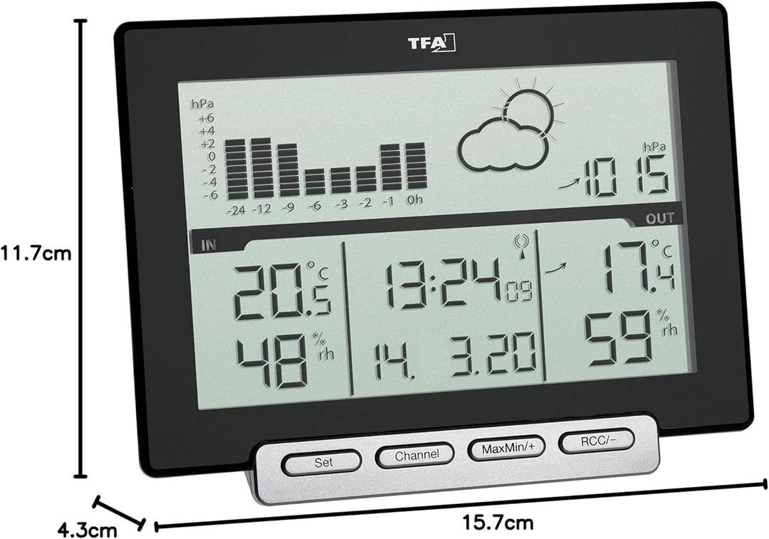 TFA Dostmann Meteo Sens Digitale Funk-Wetterstation, 35.1139.01, mit Thermo-Hygroaussensender, mit W