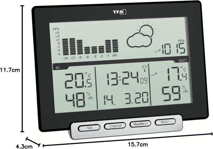 TFA Dostmann Meteo Sens Digitale Funk-Wetterstation, 35.1139.01, mit Thermo-Hygroaussensender, mit W