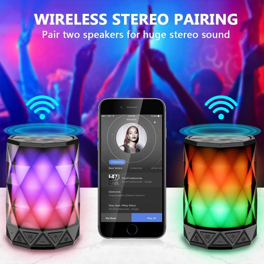 LFS Bluetooth Lautsprecher mit Licht, Musikbox Tragbarer Bluetooth Box wasserdicht, Freisprechfunkti