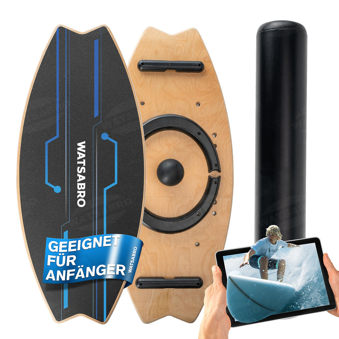 Balance Board Echtholz丨Rutschfest Gleichgewichtstrainer für Einsteiger und Profis丨Surf Balance Board