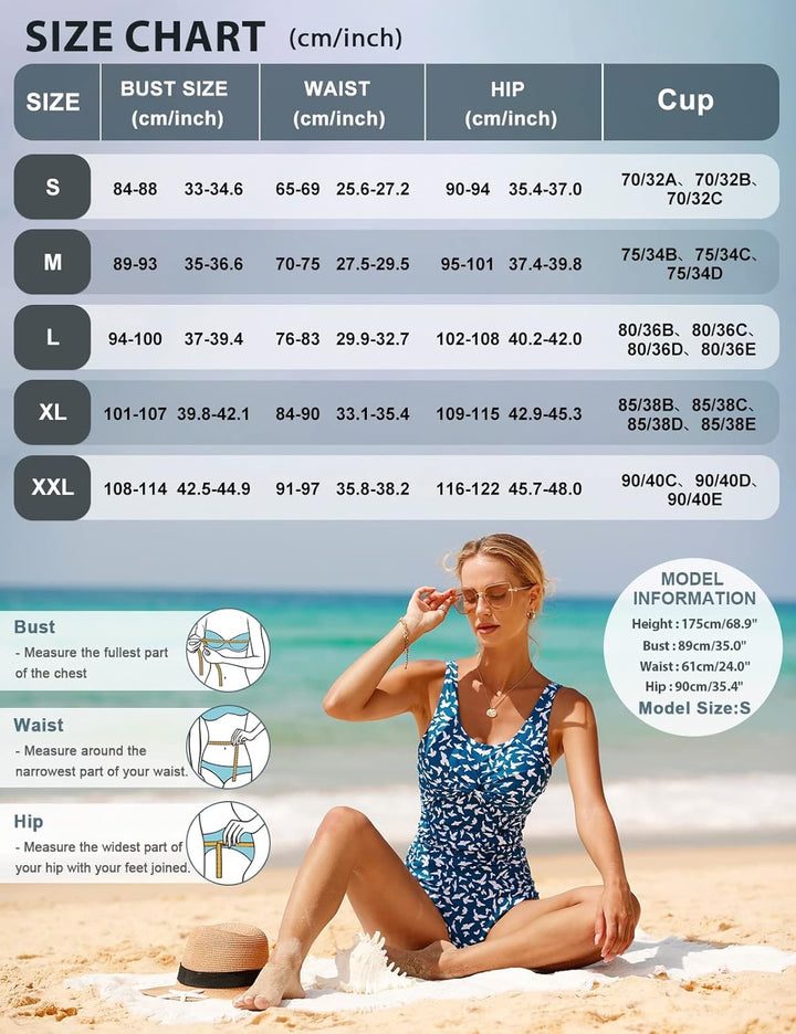 UMIPUBO Badeanzug Damen Bauchweg, Sexy V-Ausschnitt Brust Kreuz Raffung Bademode Swimsuit Grosse Grö