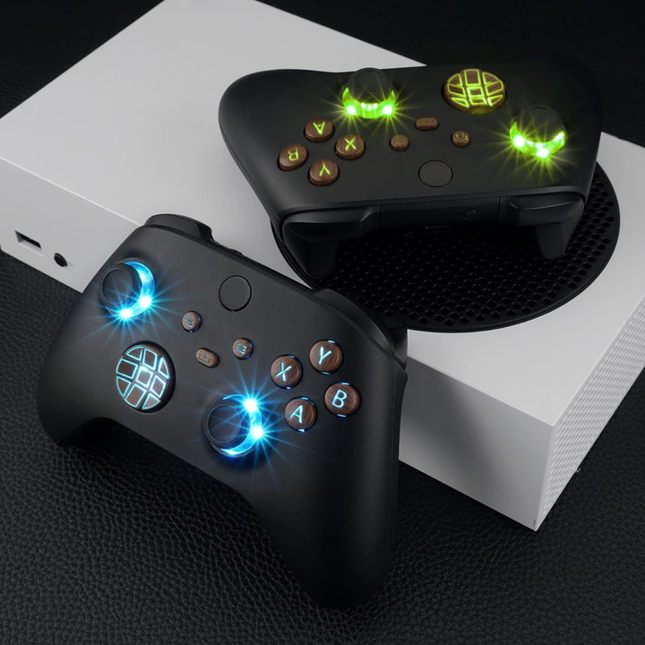eXtremeRate Leuchttasten LED Knöpfe für Xbox Series X/S Controller, DTF LED Kit Ersatz Tasten D-pad