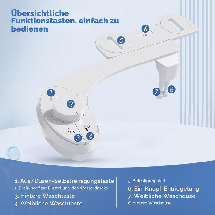Bidet Einsatz Für Toilette, SenDeluz Nicht Elektrisch Bidet Einsatz Einziehbare Selbstreinigende Dop