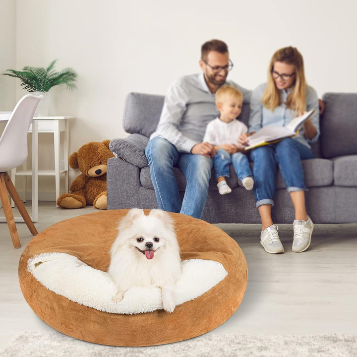 MICOOYO Beruhigendes Hundebett -Gemütliches Donut Hundedeckenbett für Hund, klemmendes Haustier Höhl