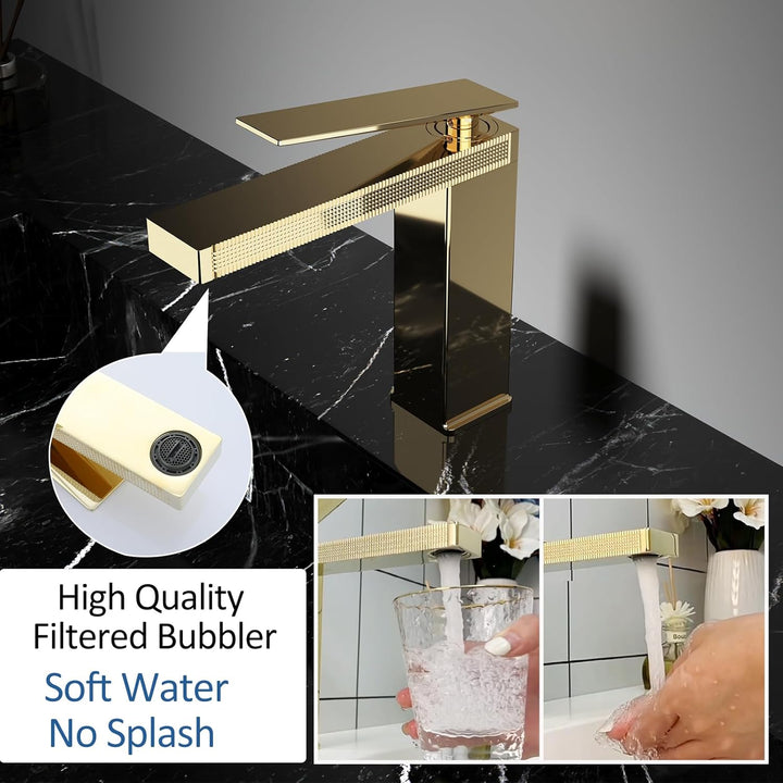 Wasserhahn Bad Gold Retro Waschtischarmatur Bad Gold Klassische Mischbatterie aus Messing für Badezi