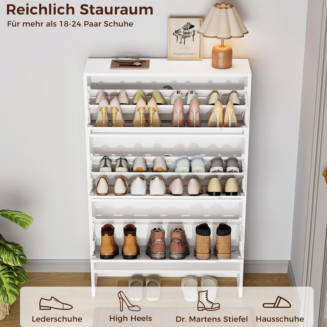IRONCK Schuhschrank mit 3 Klappen, Schuhkipper Schmal, Schuhregal Flur freistehend, Schuhkommode mit