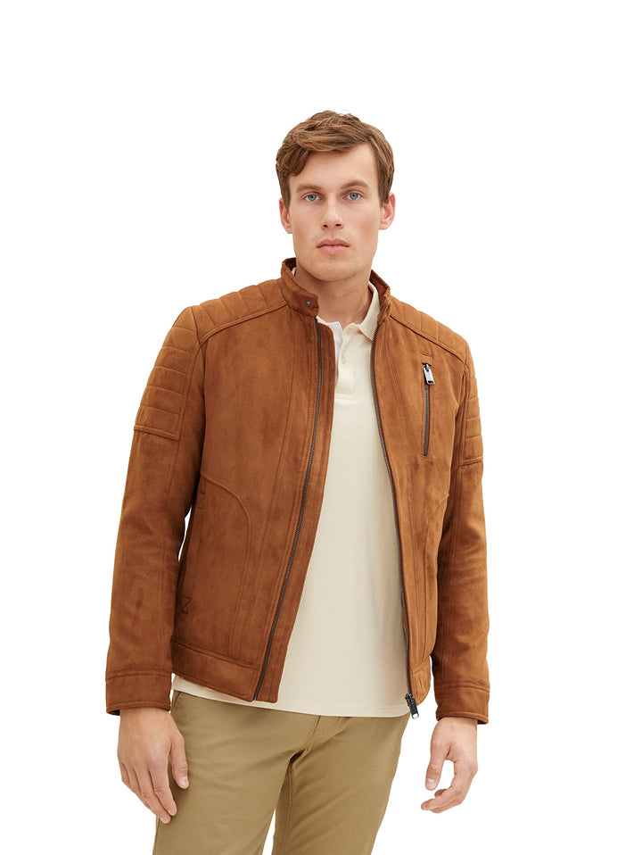 TOM TAILOR Herren Fakeleder Bikerjacke XL 30512 - Fox Brown Fake Leather, XL 30512 - Fox Brown Fake