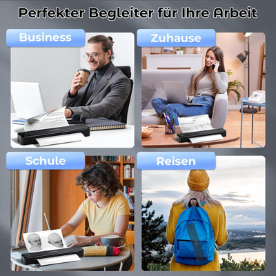 ASprink Mobiler Drucker A4 für Unterwegs, P831 Bluetooth Drucker Klein für US Letter/A4/B5/A5, Druck