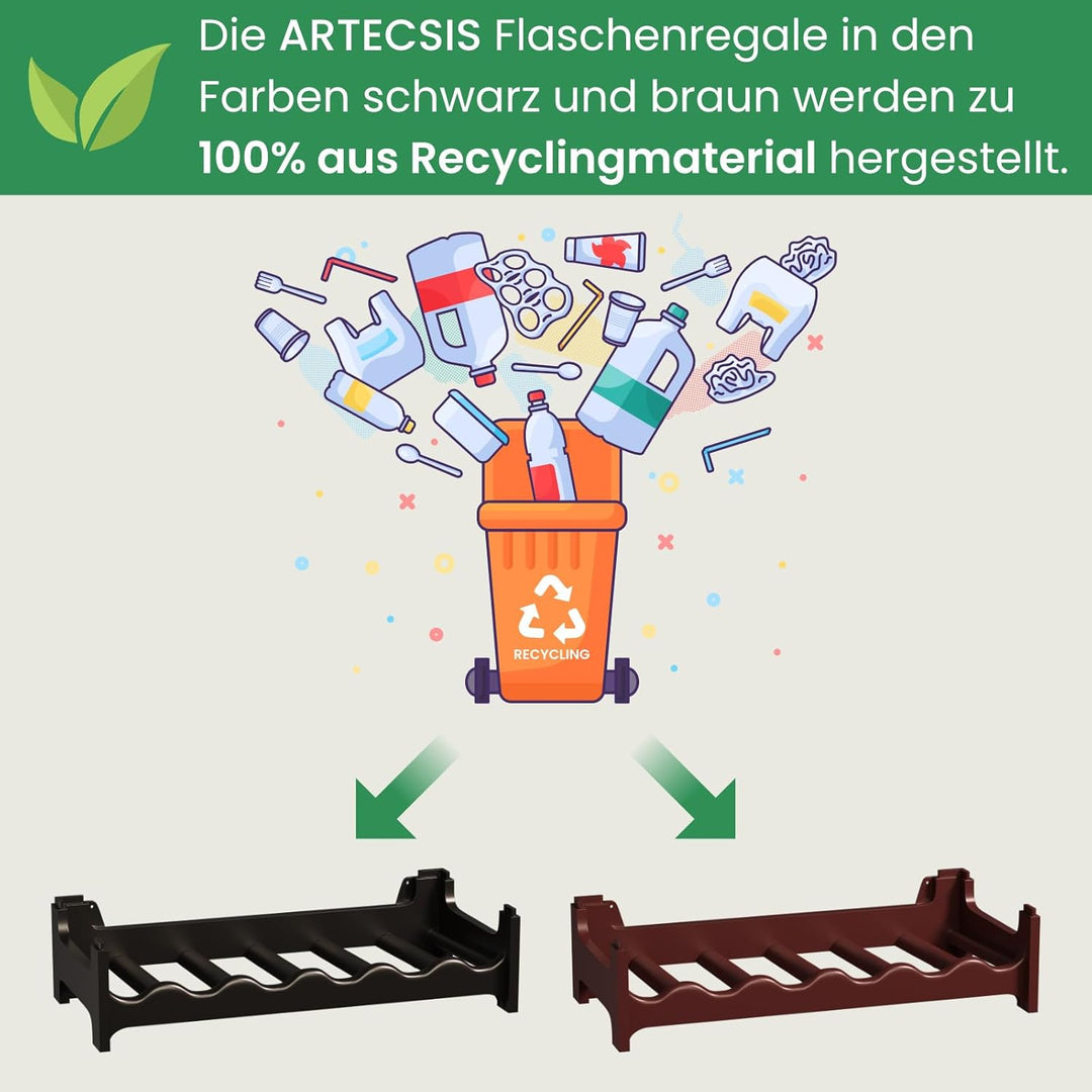 ARTECSIS Weinregal stapelbar Kunststoff für 72 Flaschen, stabiles Flaschenregal in Gastronomie-Quali