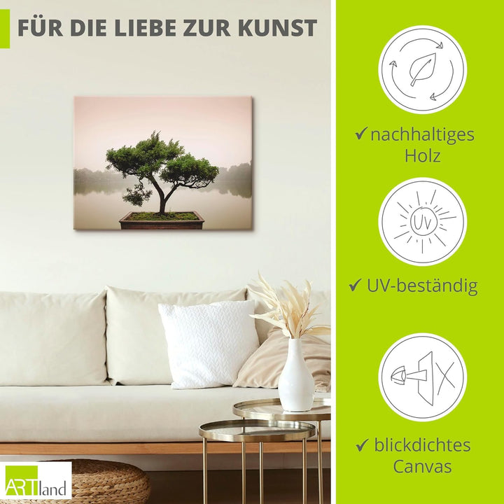 ARTland Leinwandbilder Wandbild Bild auf Leinwand 80x60 cm Botanik Bäume Fotografie Grün Chinesische