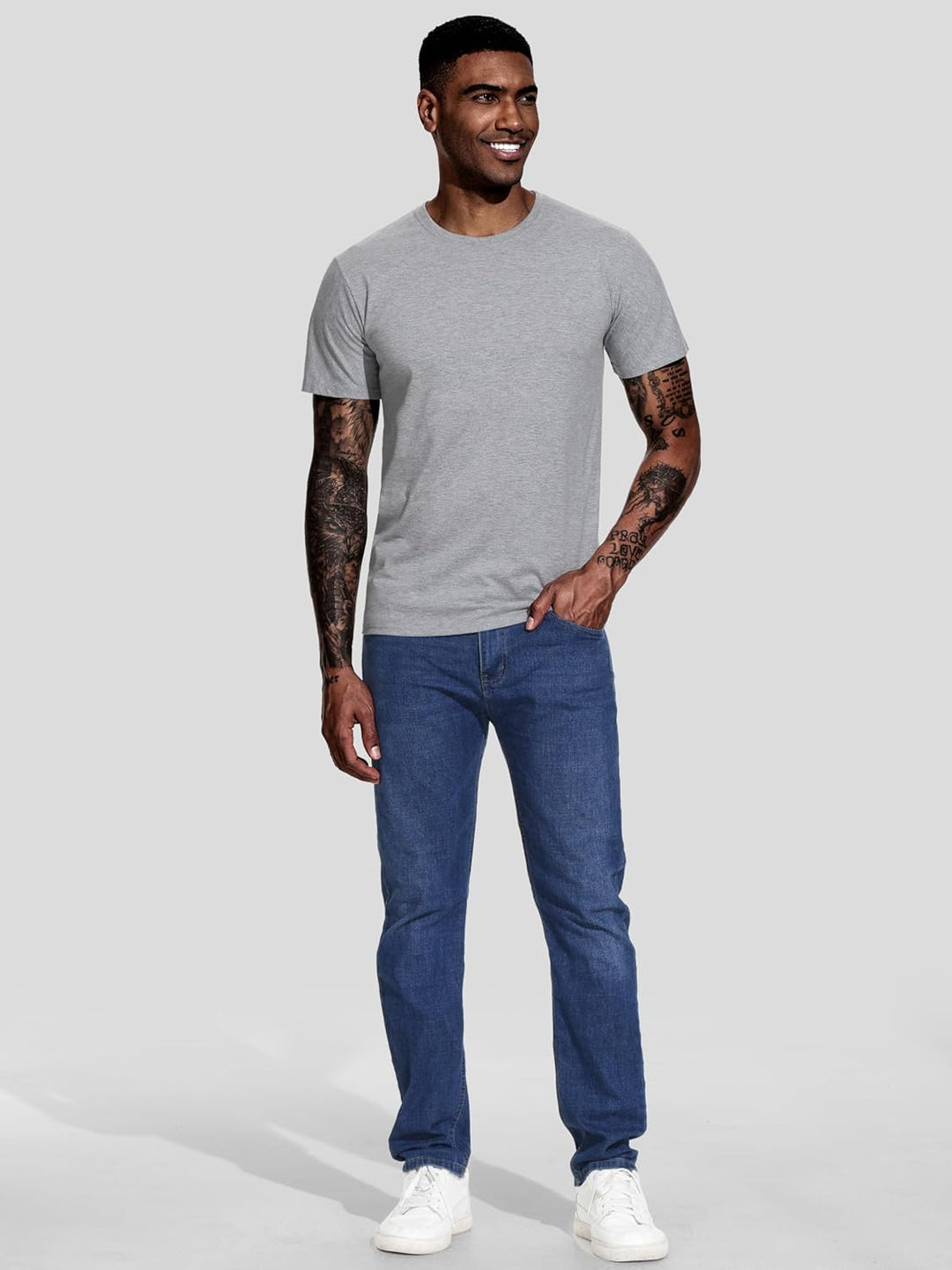 Teesmen T-Shirt Für Herren Kurzarm Rundhals Einfarbige Sport Basic Männer 5er Polyester Oder Baumwol