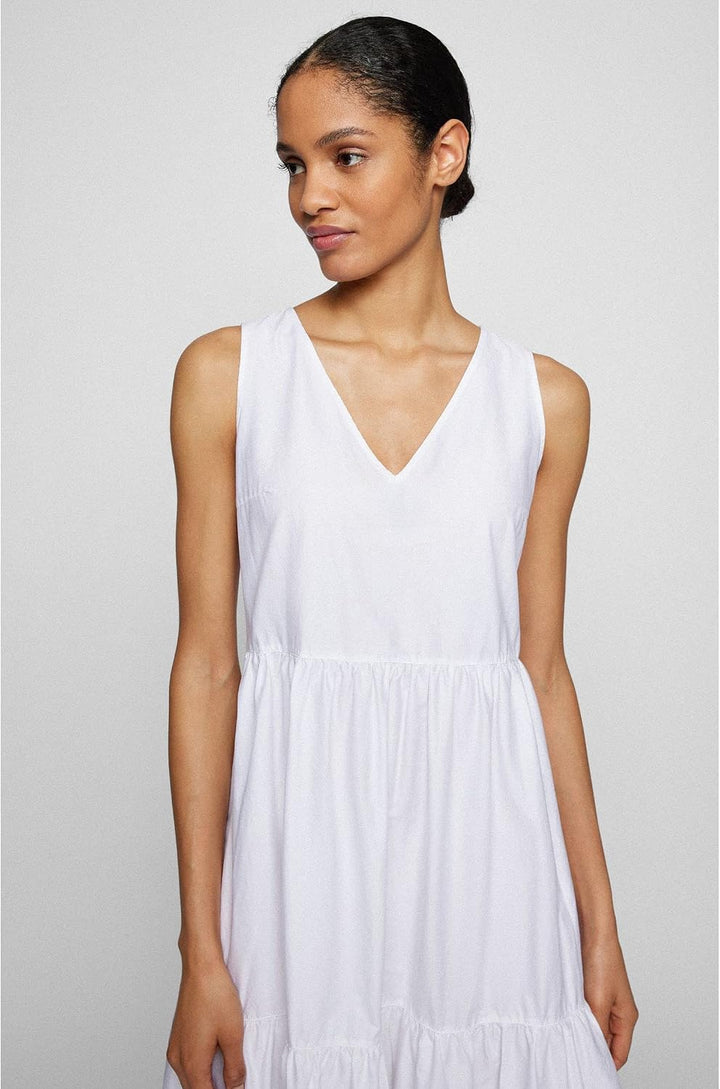 BOSS Damen Kleid C_Ditesta 38 White100, 38 White100
