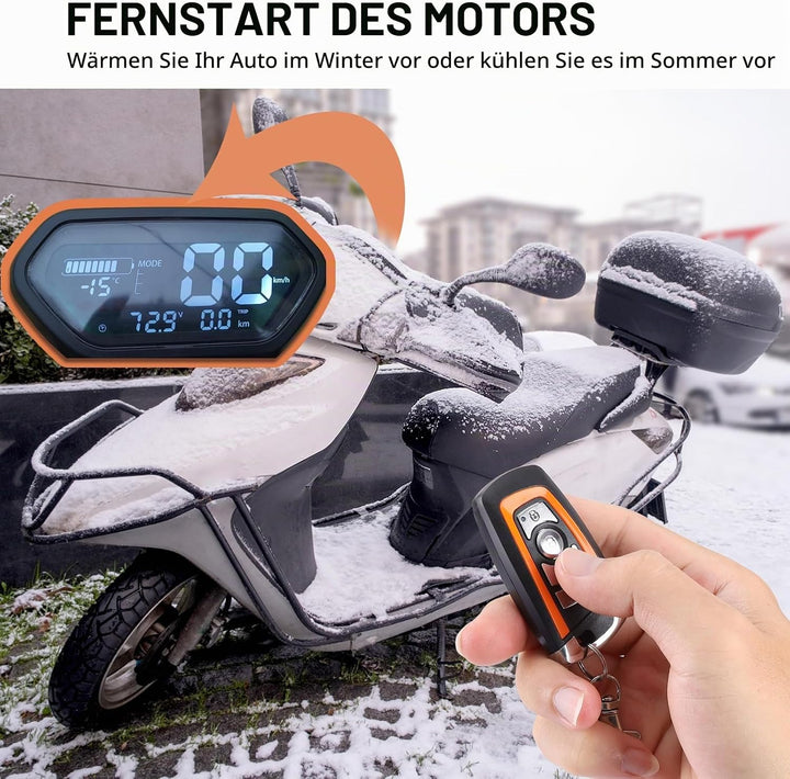 Rupse Motorrad Alarm 125dB, Motorrad Alarmanlage mit Start und Stoppfunktion, 2 Fernbedienung, draht