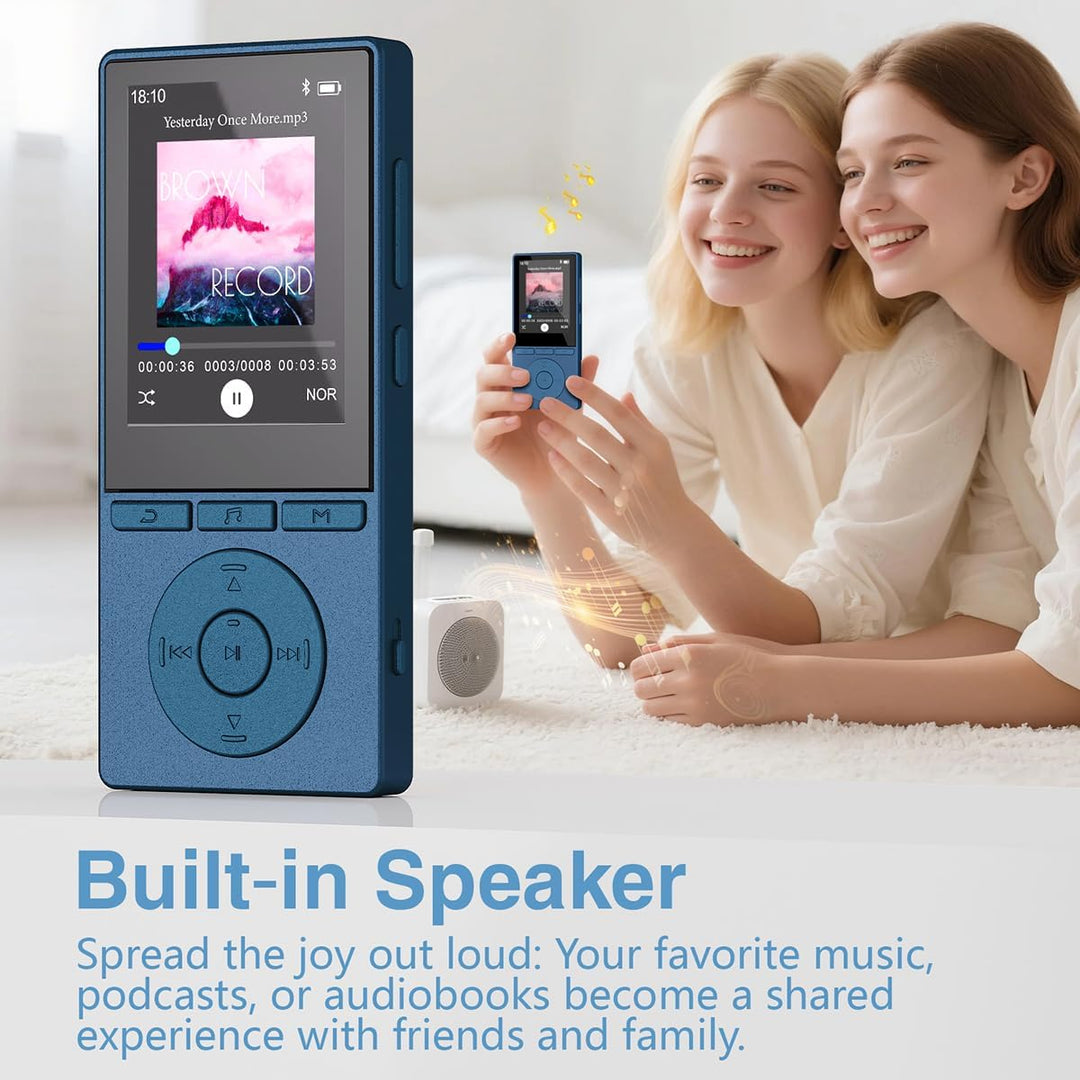 64GB MP3 Player Bluetooth 5.3, MP3 Player mit Lautsprecher, Musikwiedergabe, Sprachrekorder, E-Book,