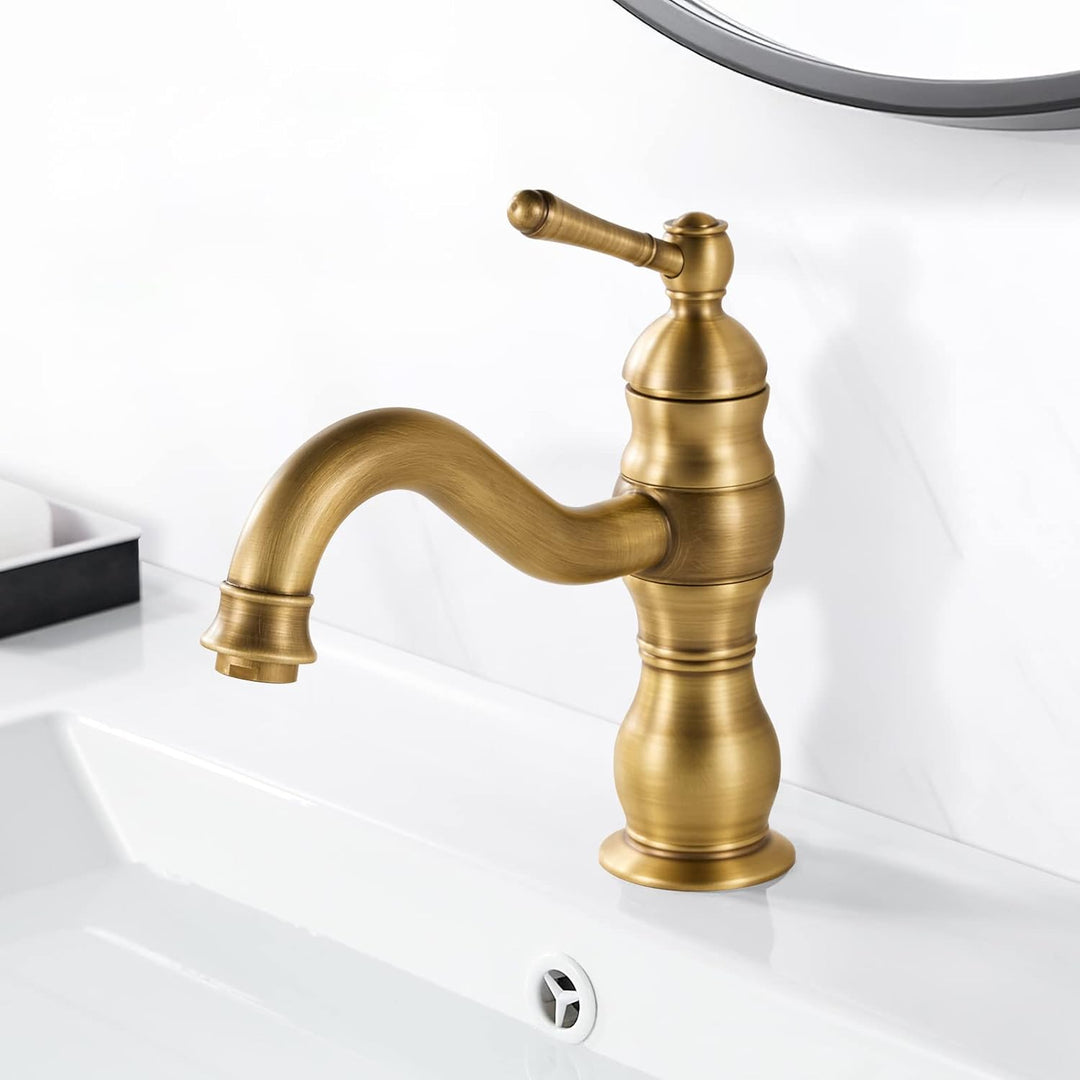 kisimixer Wasserhahn Bad Antik Bronze, 360° Schwenkbar Armatur Waschbecken für Bad, Einhebel Mischba