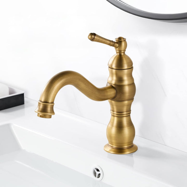 kisimixer Wasserhahn Bad Antik Bronze, 360° Schwenkbar Armatur Waschbecken für Bad, Einhebel Mischba