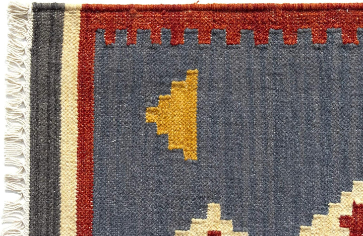 HAMID - Kelim Teppich Lori mit Geometrischem Oriental Design - 100% Wolle - Handgeknüpfter Kelim - F