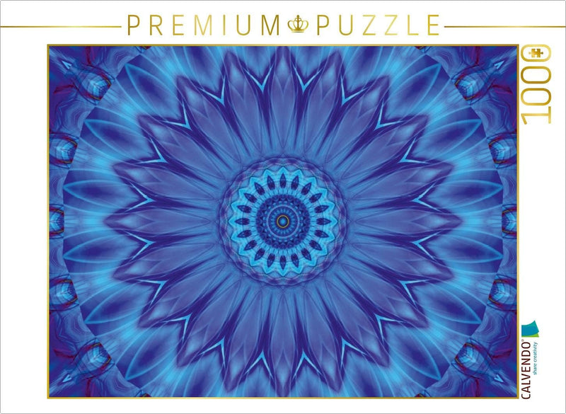 CALVENDO Puzzle Mandala Blaue Wasserblume 1000 Teile Lege-Grösse 64 x 48 cm Foto-Puzzle Bild von Chr