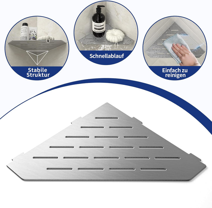 Duschablage Ecke mit 3 mm Stärke, Heavy Duty Eckregal Pentagonal Duschregal Ecke für Dusche,Vertieft