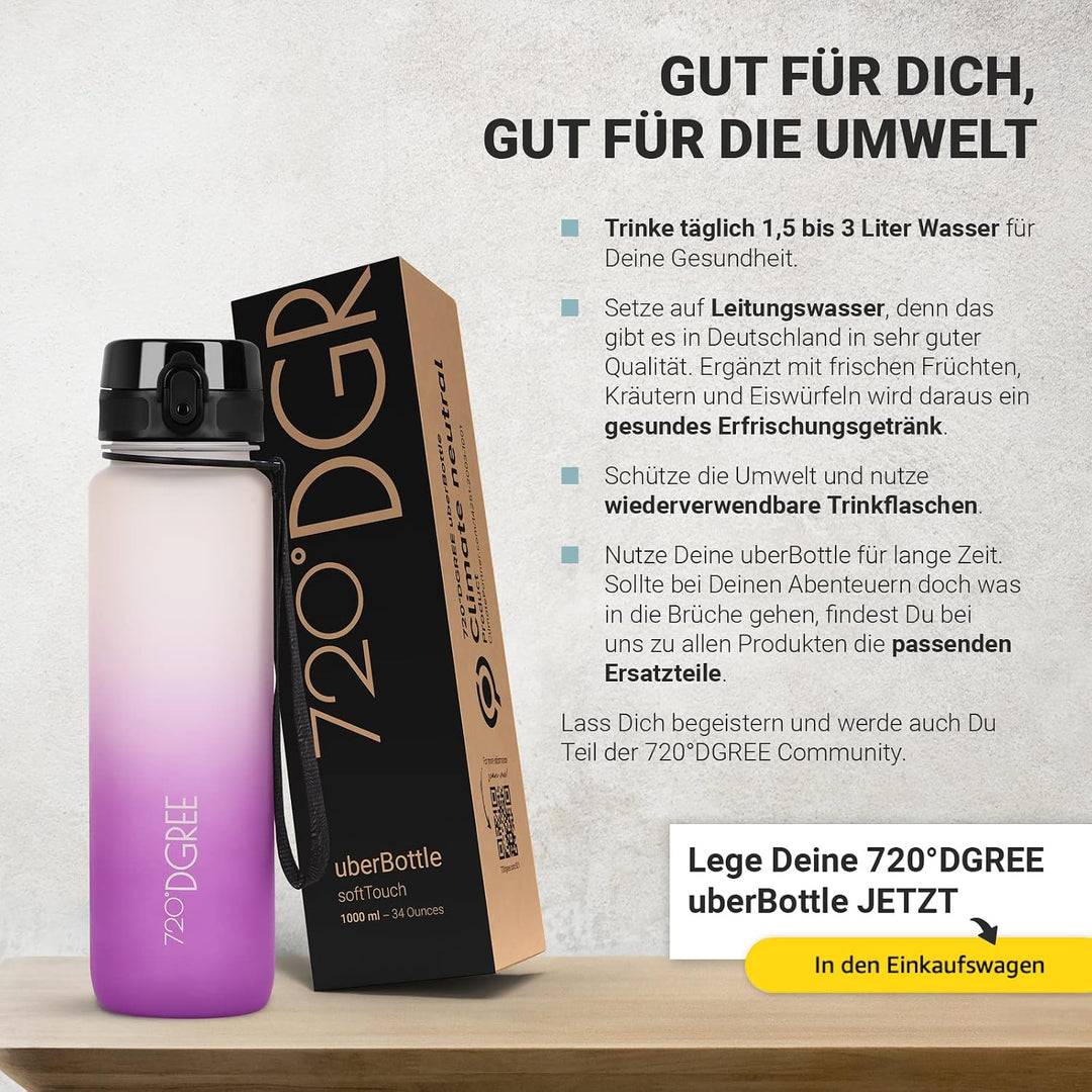 720°DGREE Trinkflasche “uberBottle“ +Sieb - 350ml, 500ml, 650ml, 1000ml, 1,5l, 2l - BPA-Frei - Wasse