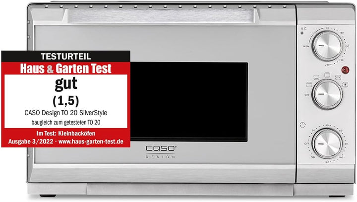 CASO TO 20 SilverStyle - Design Backofen, 20 Liter Garraum, 3 Einschubebenen, 70-230°C, 5-fach Funkt