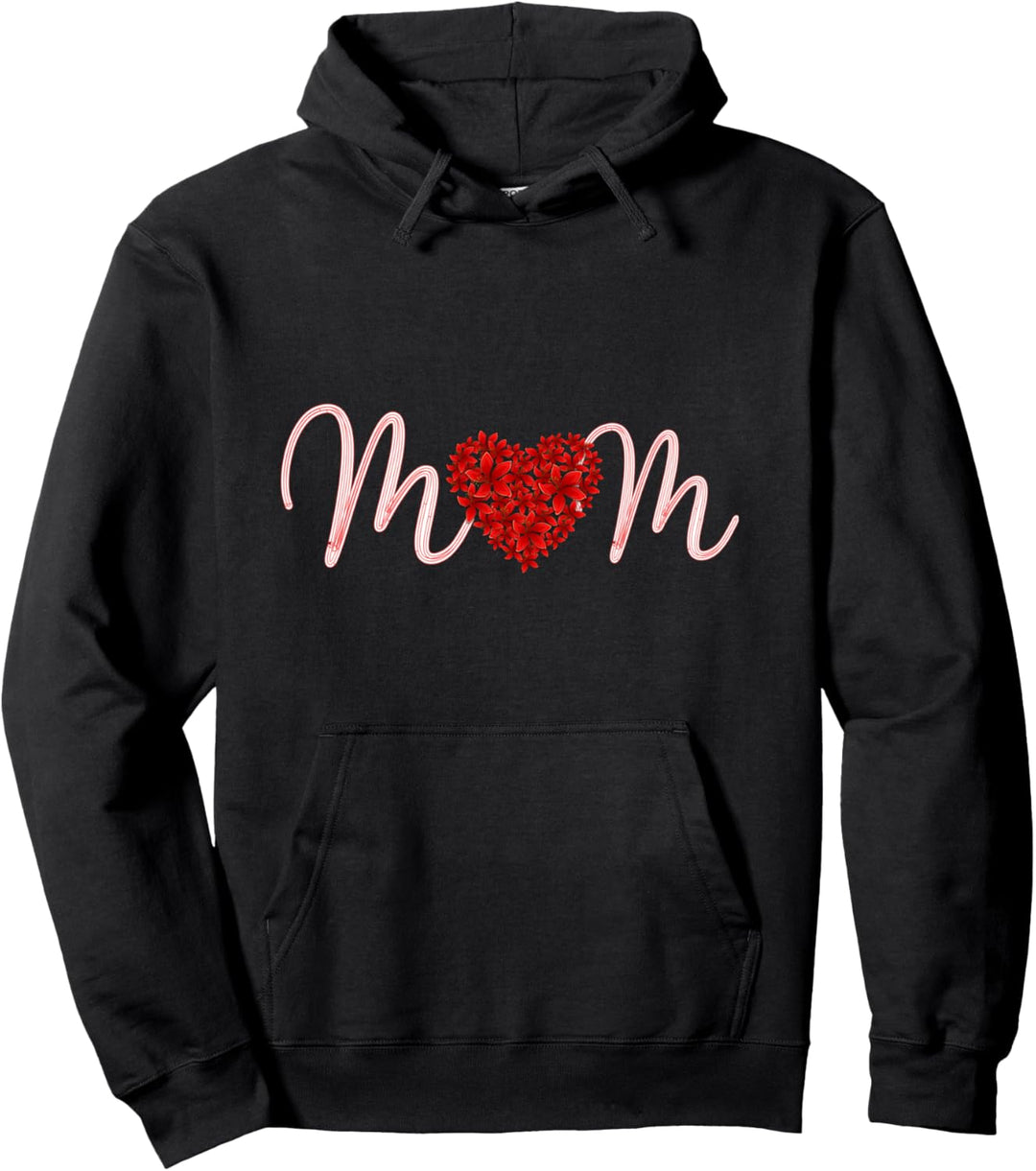 Mom Schriftzug mit Herz aus roten Lilien Muttertag Geschenk Pullover Hoodie