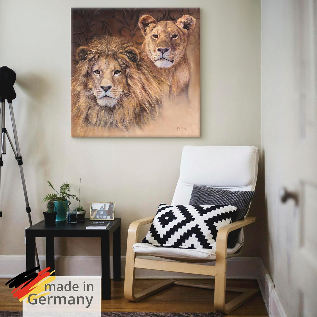 ARTland Leinwandbilder Wandbild Bild auf Leinwand 50 x 50 cm Tiere Wildtiere Raubkatze Malerei Braun