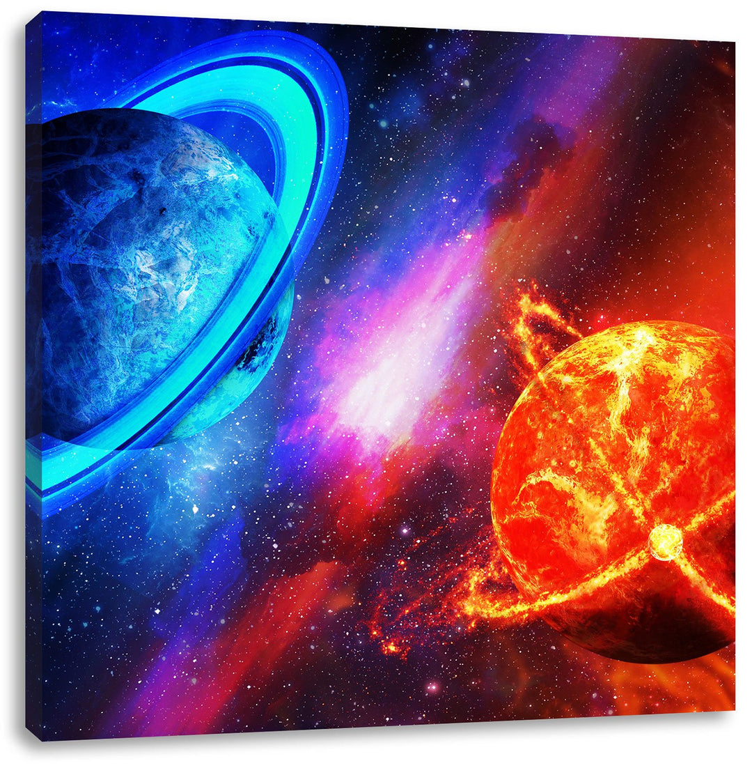 Ausgleich im Weltall, Format: 70x70 auf Leinwand, XXL riesige Bilder fertig gerahmt mit Keilrahmen,