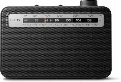 Philips Tragbares FM Radio/Retro-Radio ideal für Küche, Toilette oder Garage/FM und MW Analogradio,