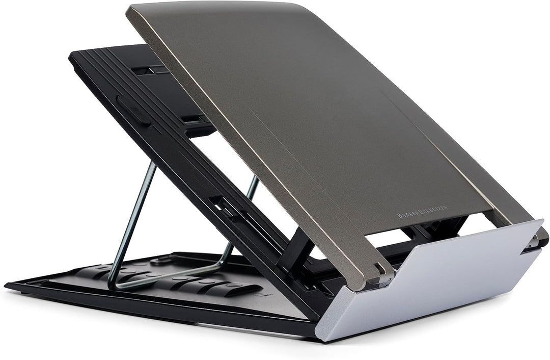BakkerElkhuizen Ergo-Q 330, Mobiler Laptopständer mit Dokumentenhalter, klappbar, 6 Höhen, Grau/Silb