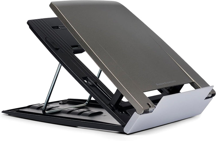 BakkerElkhuizen Ergo-Q 330, Mobiler Laptopständer mit Dokumentenhalter, klappbar, 6 Höhen, Grau/Silb