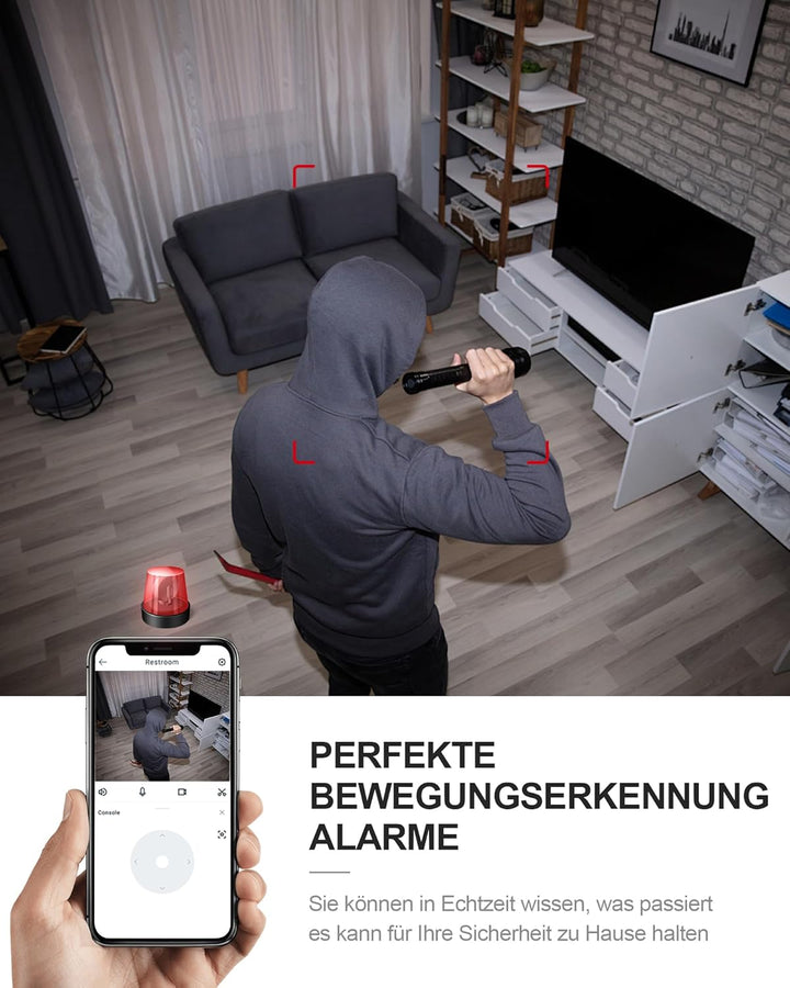 AOBOCAM Mini Kamera, 4K HD WLAN Überwachungskamera Innen Live Übertragung Handy APP Für WiFi Camera