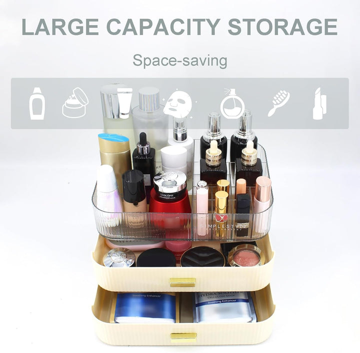 Makeup Organizer mit 2 Schubladen, Kosmetik-Organizer für Schlafzimmer und Bad Eitelkeit Arbeitsplat