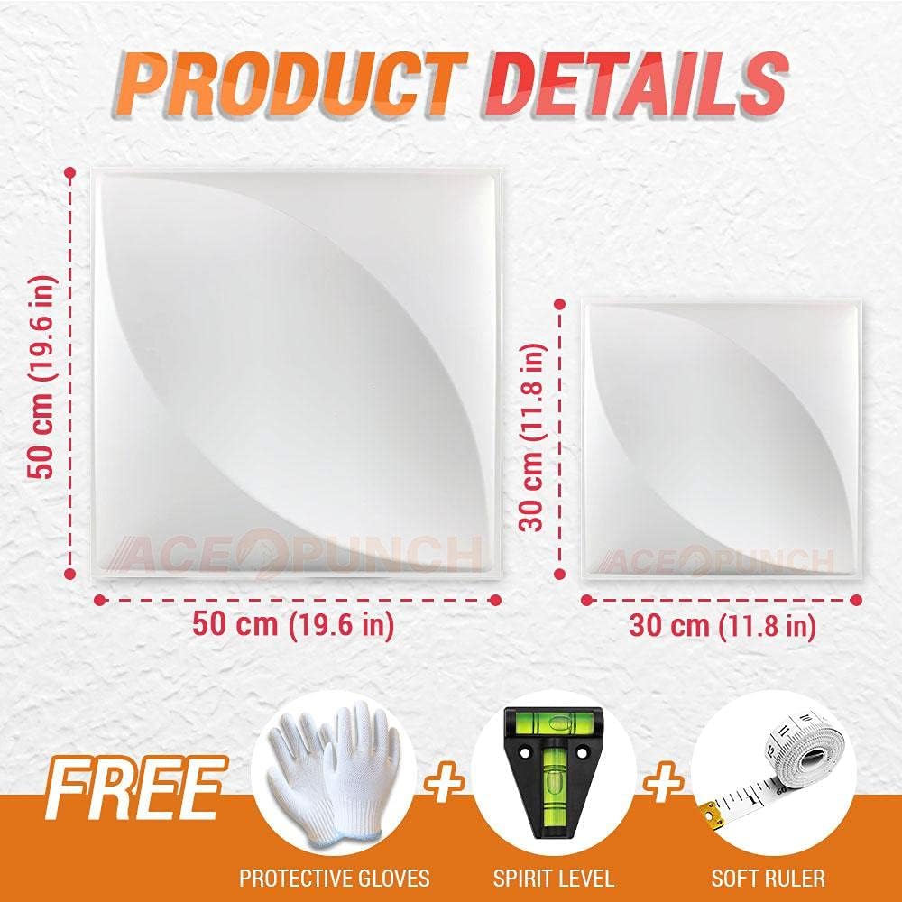 Acepunch New 12 Stücke Weiss 30CM X 30CM Petal Design Strukturierte PVC wasserdicht 3D-Wandpaneele f