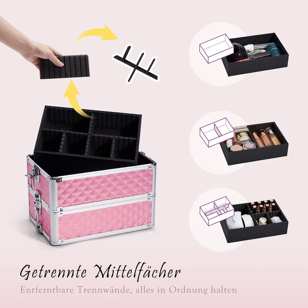 Kosmetikkoffer Trolley 4-in-1 Kosmetikkoffer Gross Kosmetik Trolley Make up Koffer Schminkkoffer mit