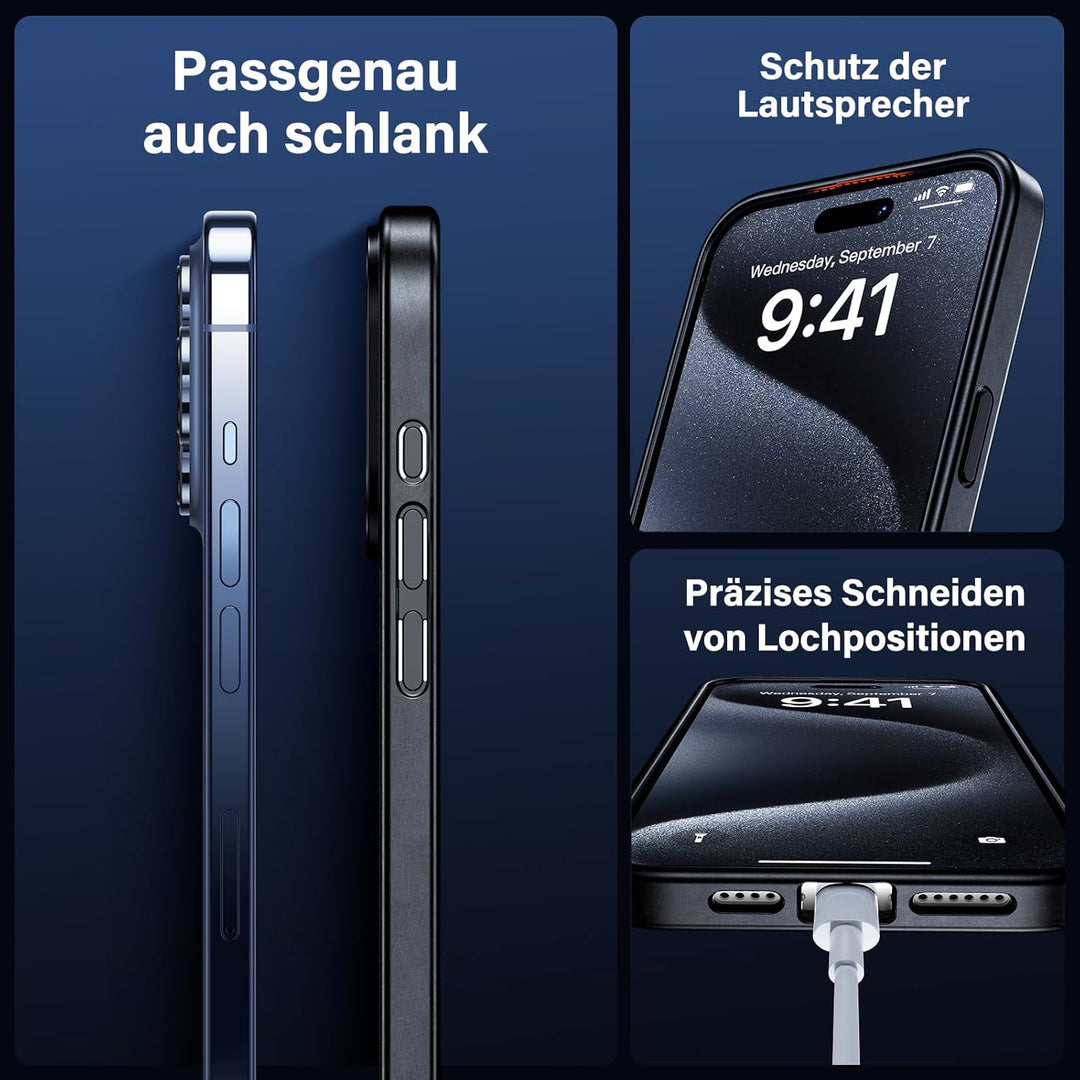 UniqueMe für iPhone 15 Pro Max Hülle, 5-in-1-Set Handyhülle für iPhone 15 Pro Max Case Rundumschutz