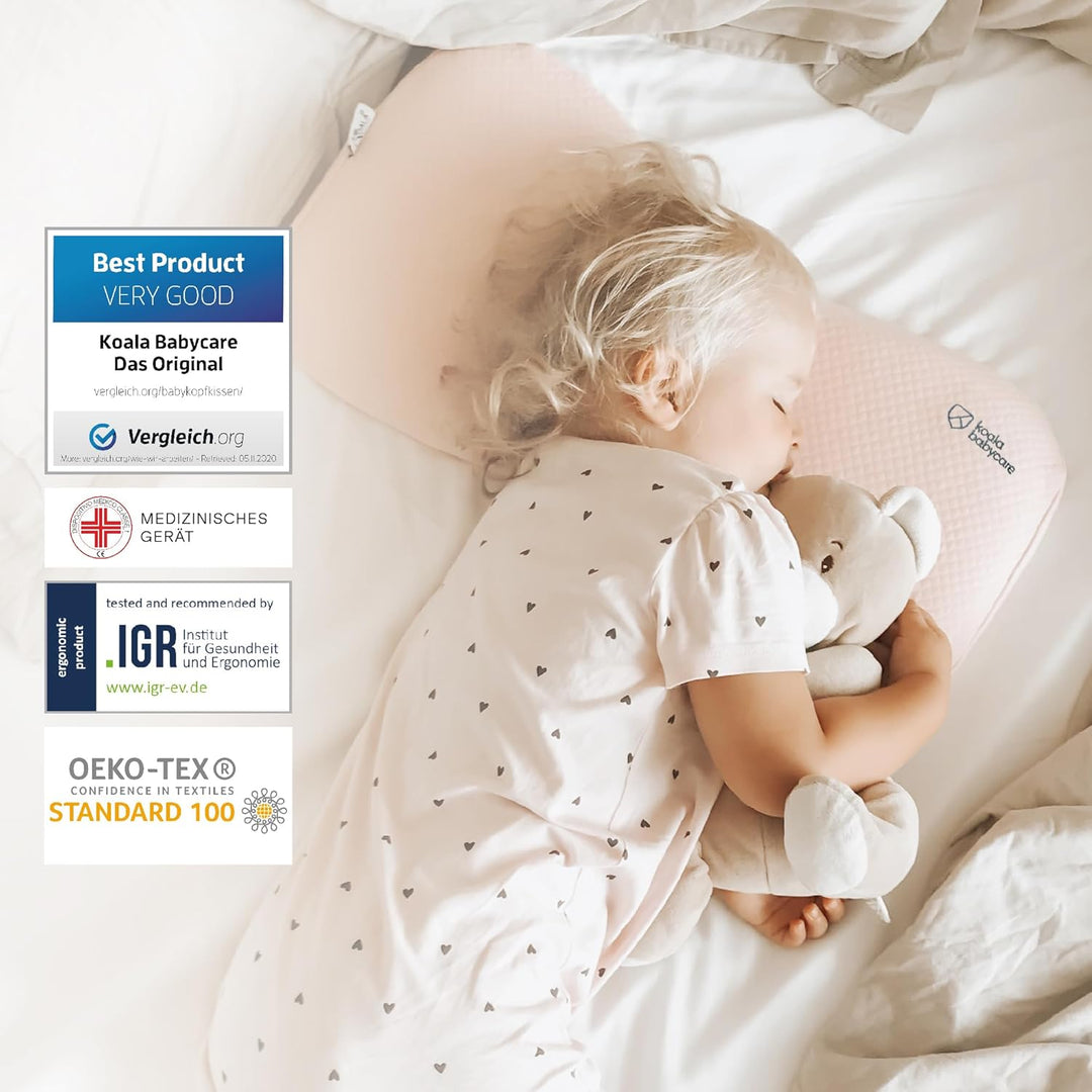 KOALA BABYCARE Babykissen Plagiozephalie bis 36 Monaten, abnehmbar für das Kinderbettchen. Hilft bei