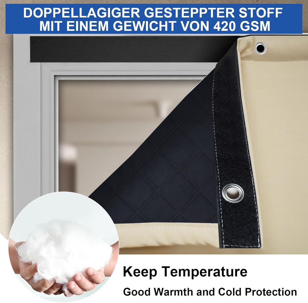 Lapalife Waterproof Wärmeschutzvorhang für Tür L210cmxB100,Thermo Türvorhang Winddichte Kältebeständ