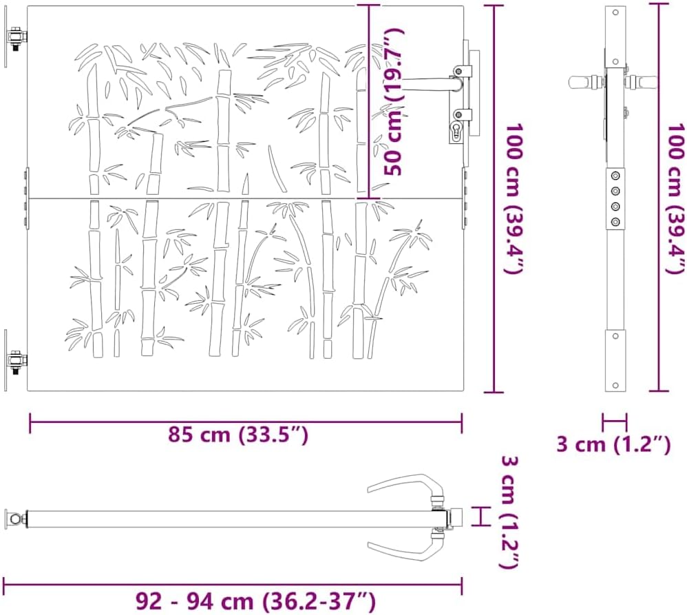 vidaXL Gartentor, Gartentür mit Bambus-Design, Abschliessbar Hoftor Eingangstor für Garten Terrasse,