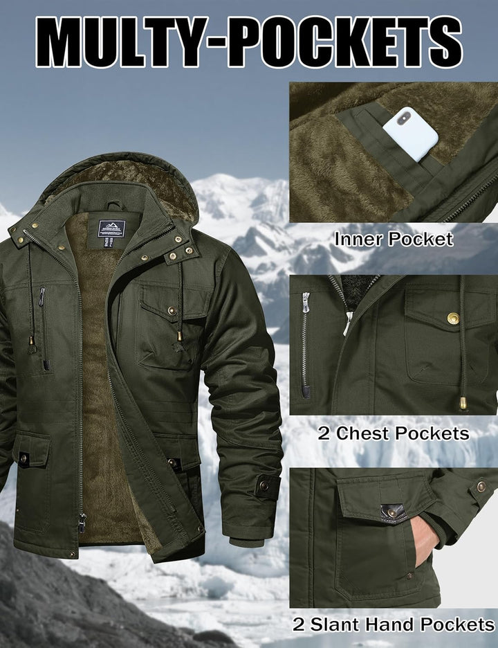 MAGCOMSEN Winterjacke Herren Warm Gefüttert Jacke Fleece Winterparka Winddicht Outdoor Übergangsjack