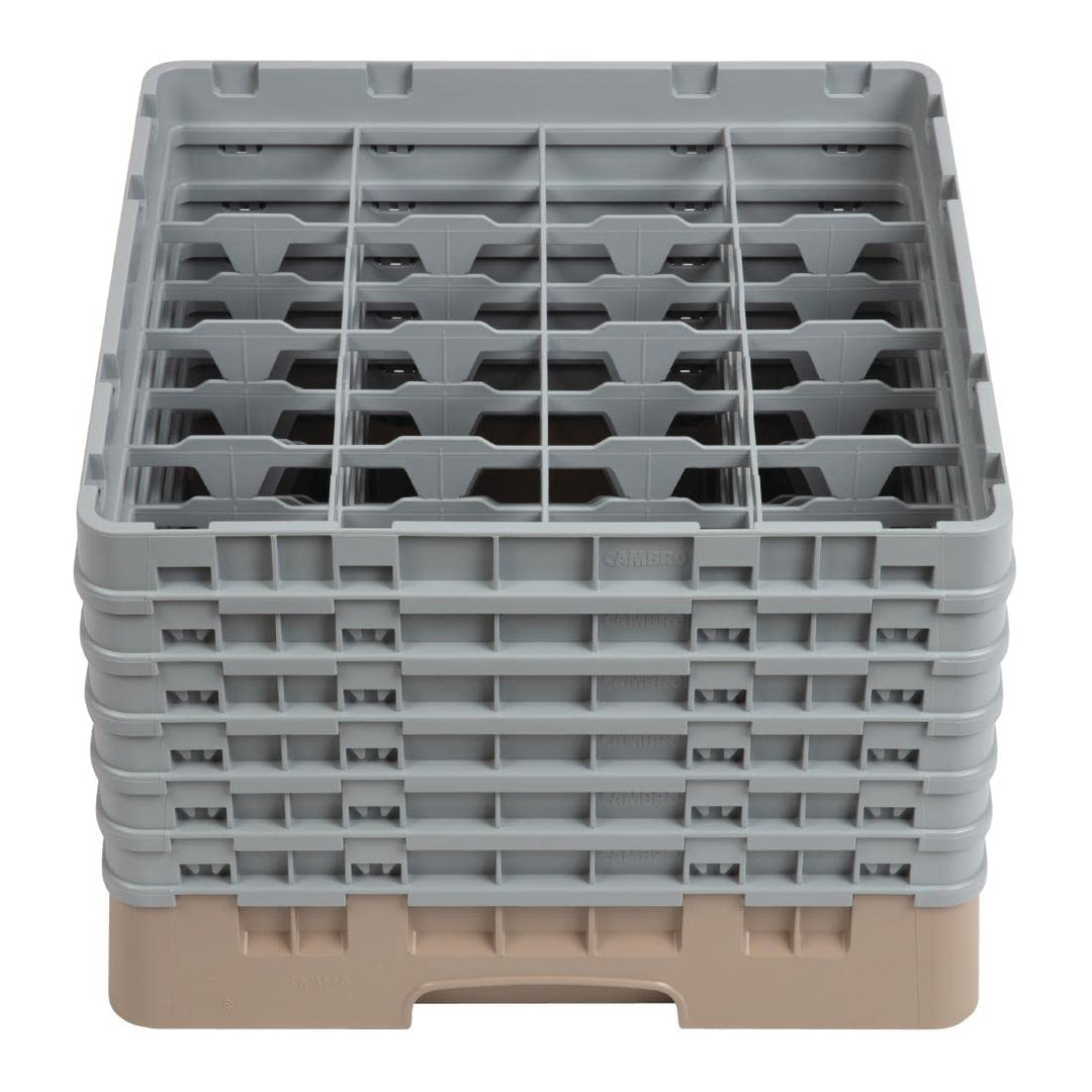 Cambro Camrack 16 Comp Glasregal mit 6 Verlängerungen, Beige