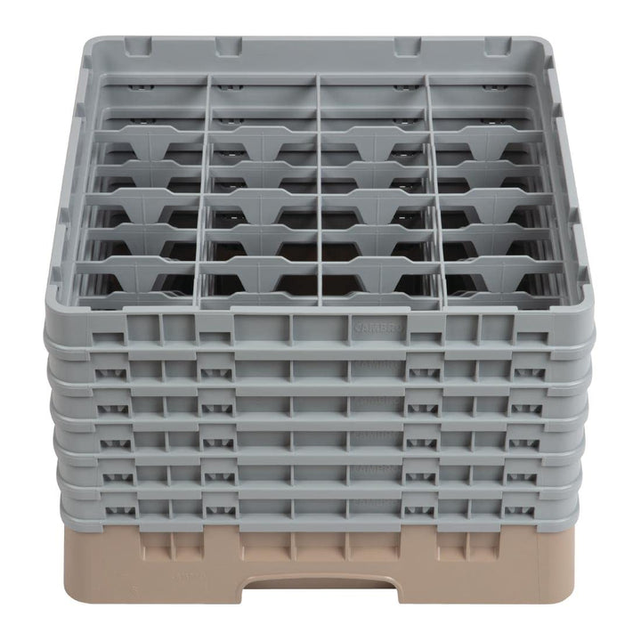 Cambro Camrack 16 Comp Glasregal mit 6 Verlängerungen, Beige