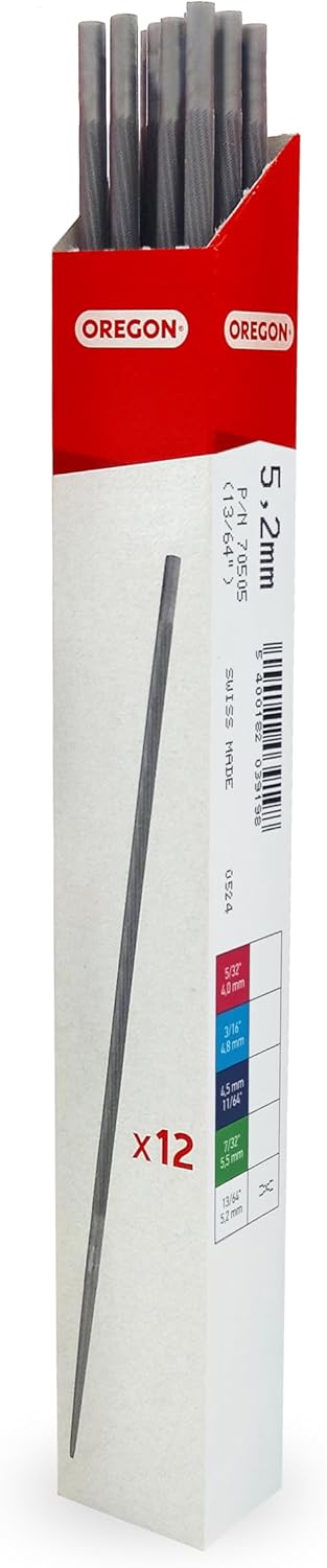 Rundfeilen für Sägeketten von Oregon, 12 Stück, 5,2 mm (13/64 Zoll) 13/64-5mm, 13/64-5mm