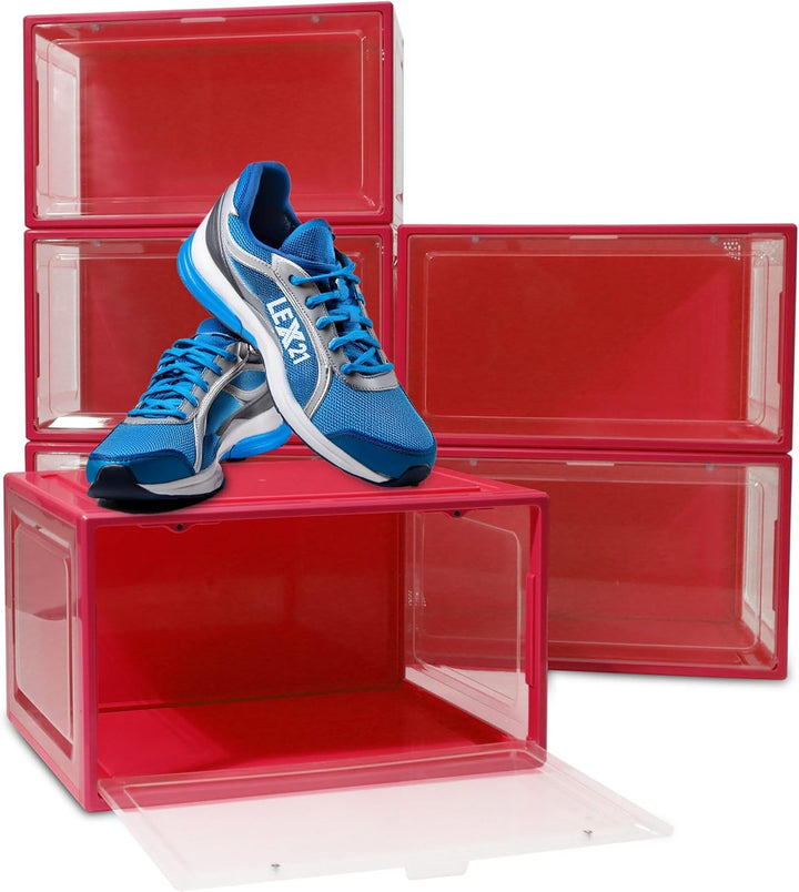 BITUXX LEX21 Schuhbox Stapelbar Aufbewahrungsbox Kunststoffbox Schuhkasten Schuhkarton Schuhorganize