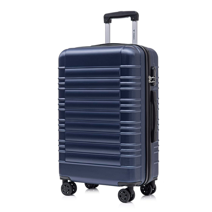 Koffer Suitcase L Dunkelblau, Trolley Reisekoffer, Rollkoffer Handgepäck mit 4 Rollen 360°, Hartscha