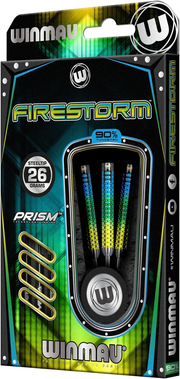 WINMAU Firestorm Profi Wolfram Steeltip Dartpfeile Set mit Flights und Schäfte 26g Steeltip, 26g Ste